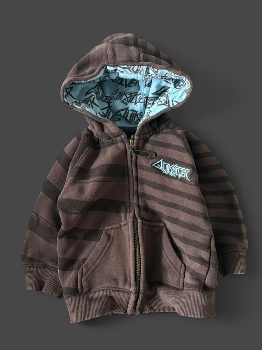 Baby Quiksilver brown striped zip up hoodie size: 6-9 months  #skater #surf #y2k